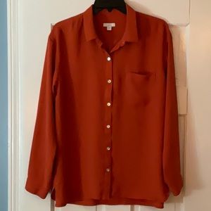 JJill Button Front Long Sleeve Carrot Orange Blouse